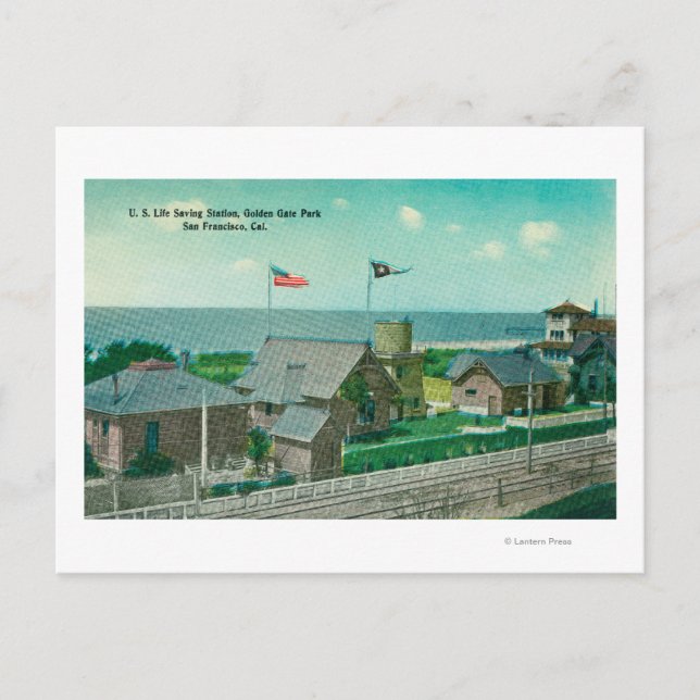 Cartão Postal Vista da Estação de Salvamento da Vida dos EUA, Po (Frente)