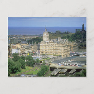 Cartão Postal Vista da estação ferroviária de Waverley, Edimburg