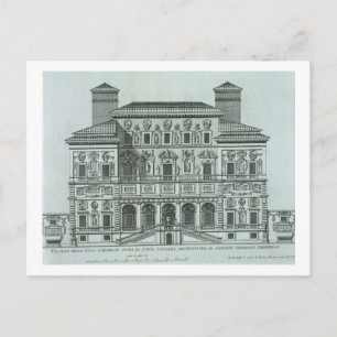 Cartão Postal Vista da fachada de Villa Borghezio, Roma (gravida