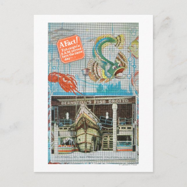 Cartão Postal Vista da Gruta de Peixes de Bernstein com Peixes (Frente)