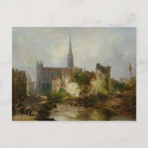 Cartão Postal Vista da Igreja das Ruas. Peter, Caen, 1841