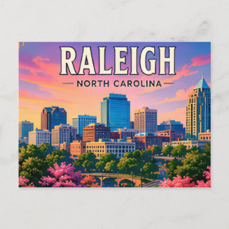 Cartão Postal 🌳 Vista da Linha do Horizonte de Raleigh Carolina