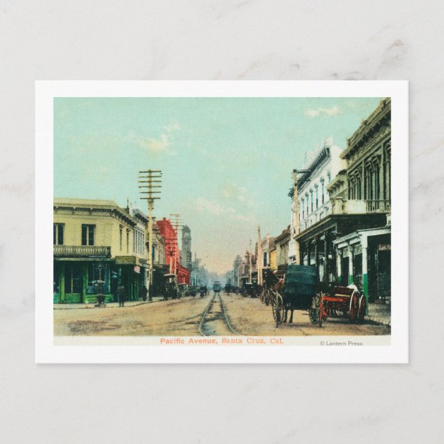 Cartão Postal Vista da Pacific AvenueSanta Cruz, CA (Frente)