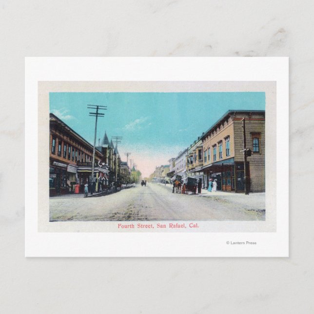 Cartão Postal Vista da Quarta Rua San Rafael, CA (Frente)