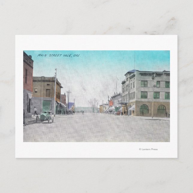 Cartão Postal Vista da rua principalVale, OR (Frente)