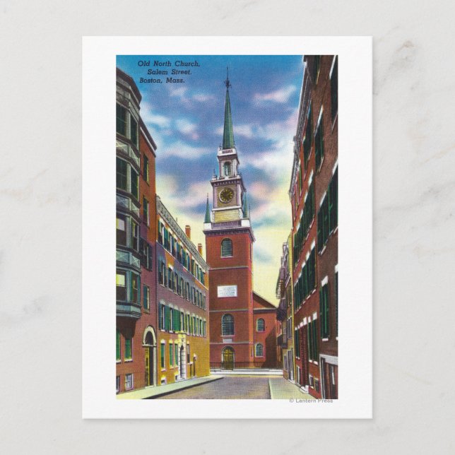 Cartão Postal Vista da Salem Street da Old North Church Bldg (Frente)