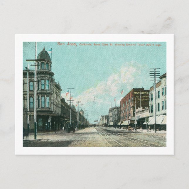 Cartão Postal Vista da Torre Elétrica do Papai noel Clara Street (Frente)