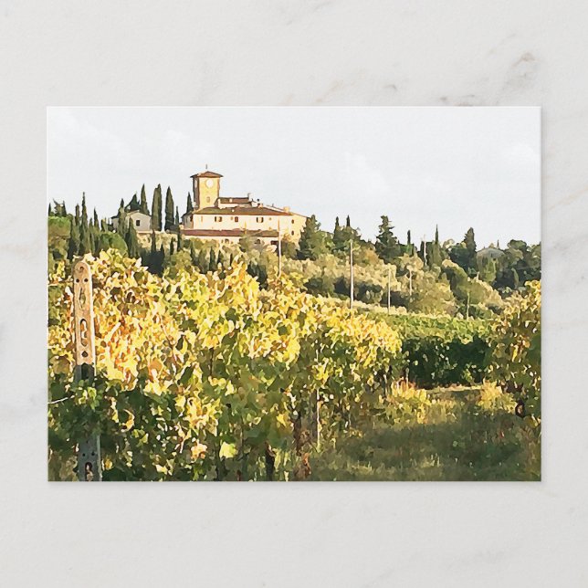 Cartão Postal Vista da Toscana Chianti Vineyard Villa (Frente)