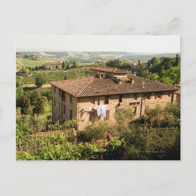 Cartão Postal Vista de alto ângulo de um edifício, San Gimignano (Frente)