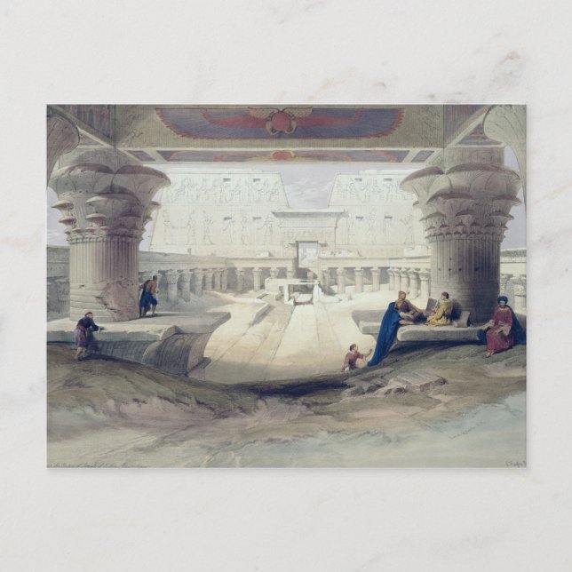 Cartão Postal Vista de baixo do Portico de Templo de Edfou, Up (Frente)