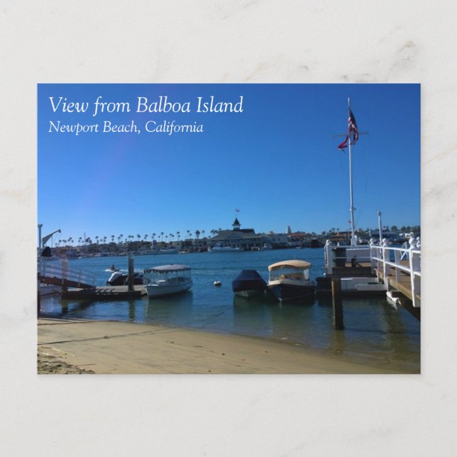 Cartão Postal Vista de Balboa Island, Newport Beach, Califórnia (Frente)