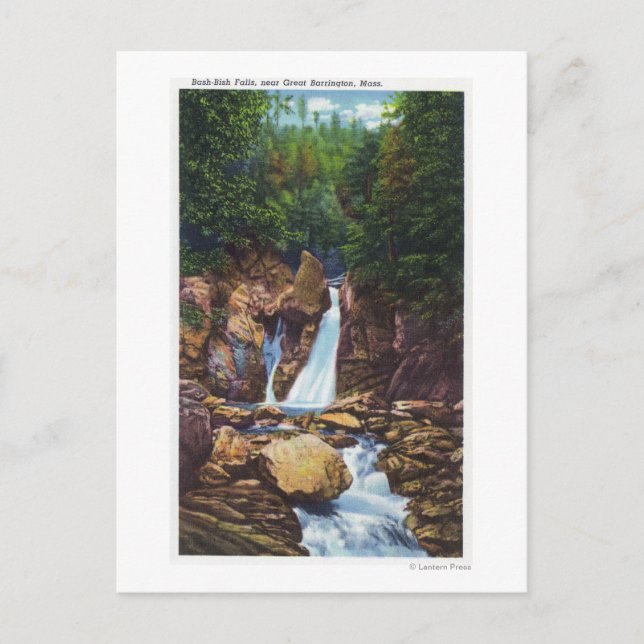 Cartão Postal Vista de Bash-Bish Falls perto do Excelente Barrin (Frente)