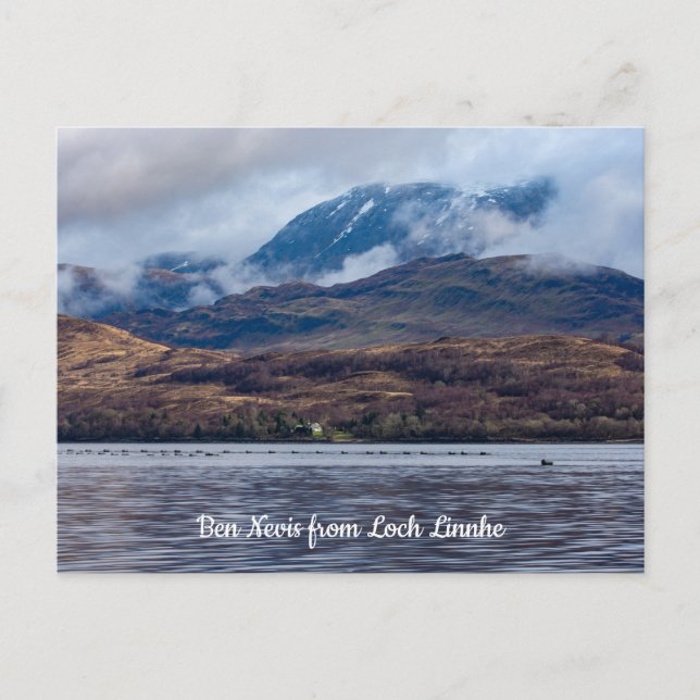 Cartão Postal Vista de Ben Nevis desde Loch Linnhe, Escócia (Frente)