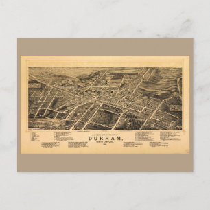 Cartão Postal Vista de Bird de Durham, Carolina do Norte (1891)