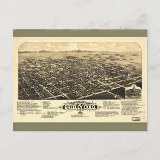 Cartão Postal Vista de Bird sobre Greeley Colorado (1882)