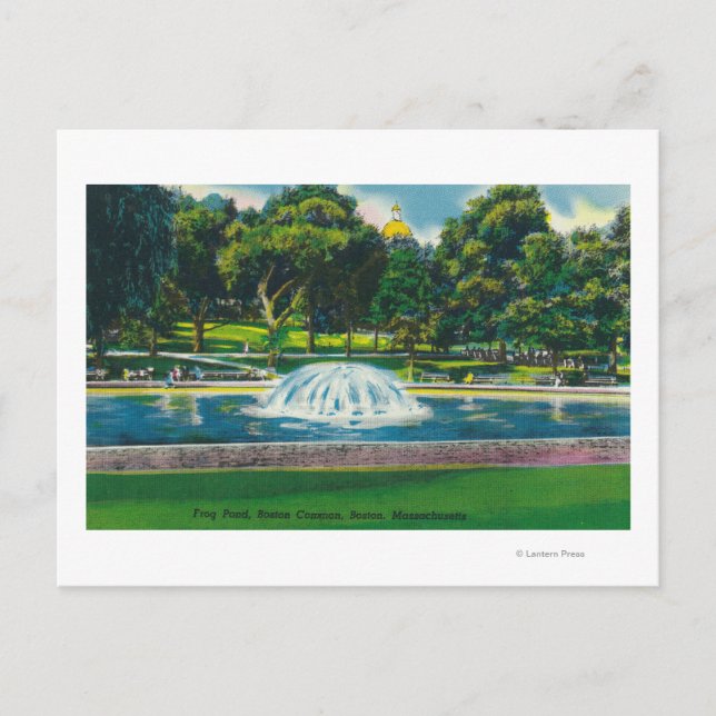 Cartão Postal Vista de Boston Common Sapo Pond (Frente)