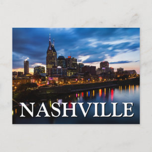 Cartão Postal Vista de Cidade à Noite   Nashville, Tennessee