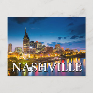 Cartão Postal Vista de Cidade à Noite Nashville, Tennessee