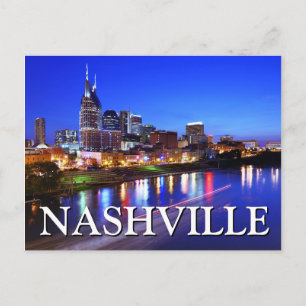 Cartão Postal Vista de Cidade à Noite Nashville, Tennessee