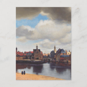 Cartão Postal Vista de Delft por Johannes Vermeer