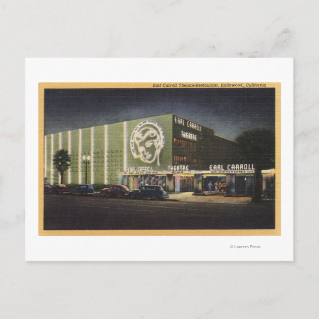 Cartão Postal Vista de Earl Carroll Theater-Restaurante (Frente)