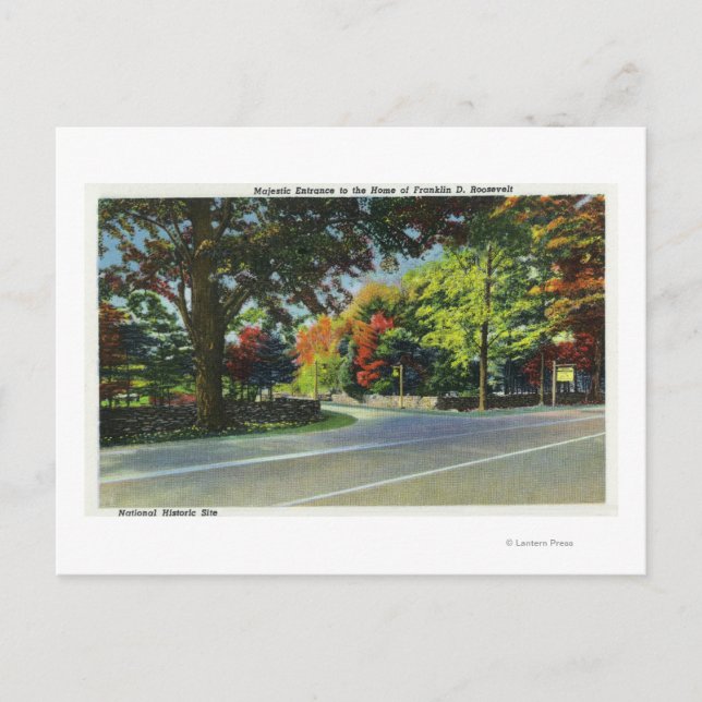 Cartão Postal Vista de entrada da casa de FDR (Frente)