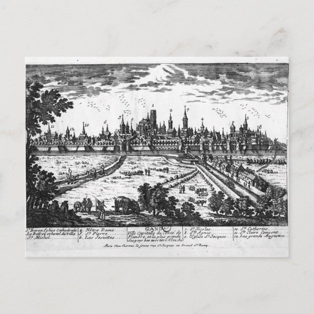 Cartão Postal Vista de Gand (Frente)
