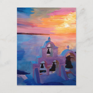 Cartão Postal Vista de Grécia Santorini de Oia durante o Sunset