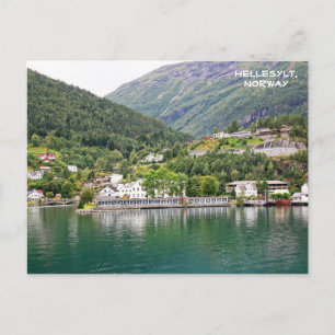 Cartão Postal Vista de Hellesylt, Geirangerfjord, Noruega
