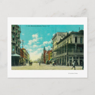 Cartão Postal Vista de J e Mariposa Street CornerFresno, CA