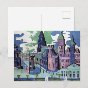 Cartão Postal Vista de Kirchner da Dresden Schlossplatz Arte Fin