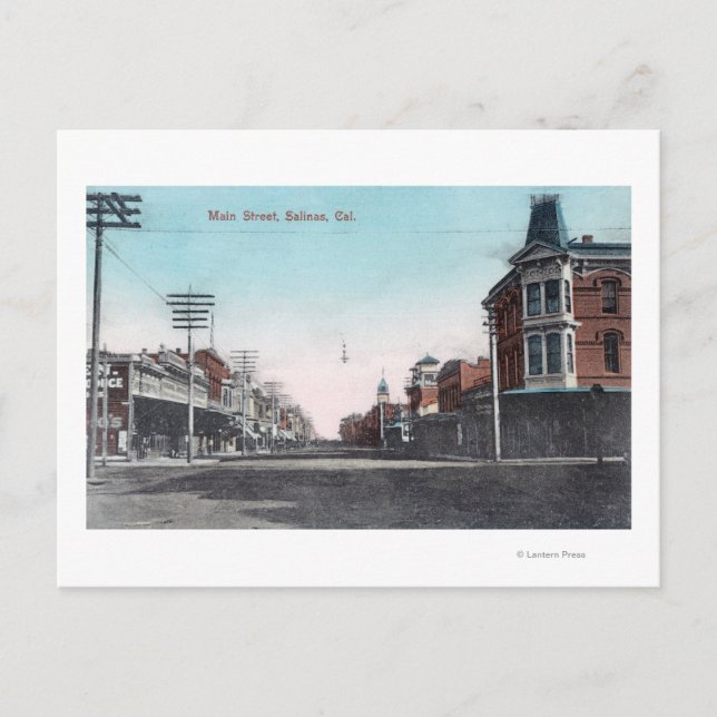 Cartão Postal Vista de Main StreetSalinas, CA (Frente)