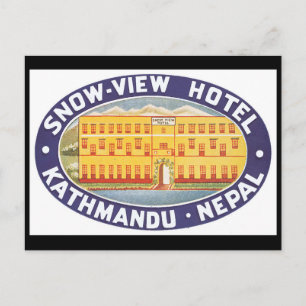 Cartão Postal Vista de neve Hotel Nepal_Viagens vintage Poster