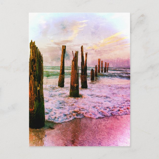 Cartão Postal Vista de Oceano de Cais Antigo (Frente)