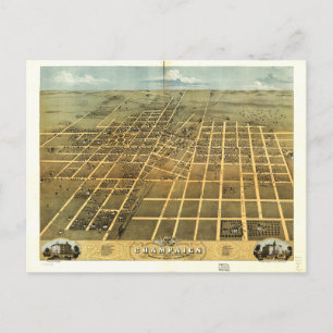 Cartão Postal Vista de Olhos de Bird, em Champaign Illinois (186