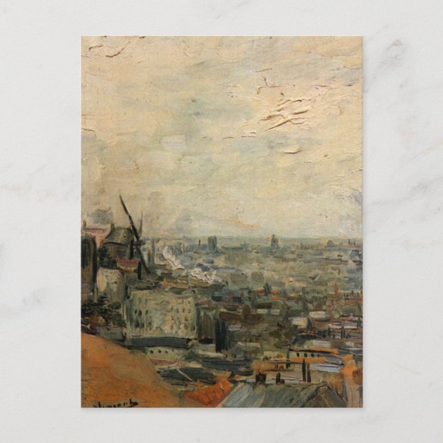 Cartão Postal Vista de Paris de Montmartre por Vincent van Gogh (Frente)