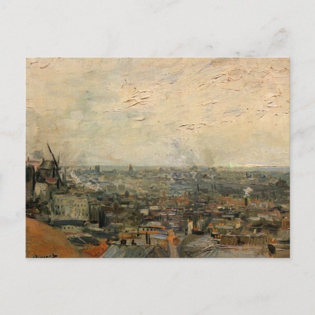 Cartão Postal Vista de Paris de Montmartre por Vincent van Gogh (Frente)