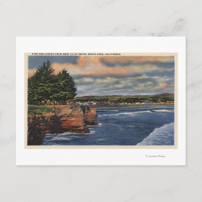 Cartão Postal Vista de Pier e Casino do Cliff Ocidental (Frente)