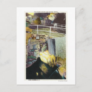 Cartão Postal Vista de Ponte Natural e Cascata de ouro