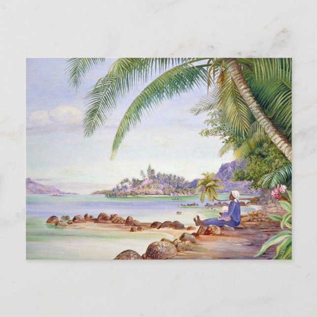 Cartão Postal Vista de Round Island, pintura de Marianne North, (Frente)