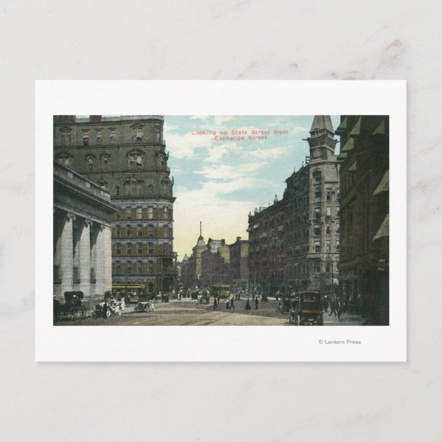 Cartão Postal Vista de Rua do Exchange na Rua Estatal (Frente)