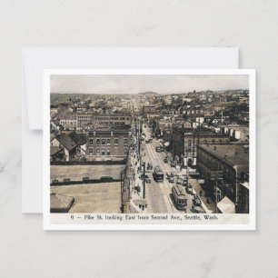 Cartão Postal Vista de Ruas de Seattle WA Pike, inspirada na Vin