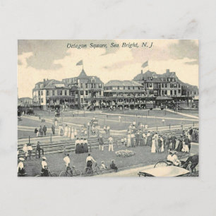 Cartão Postal Vista de Sea Bright NJ do Octagon Square Reproduçã
