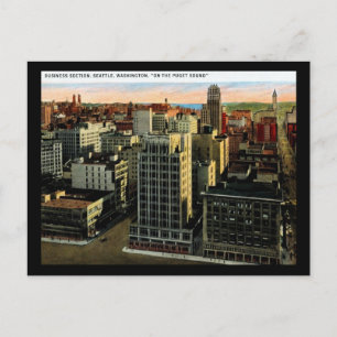 Cartão Postal Vista de Seattle, 1920 Vintage