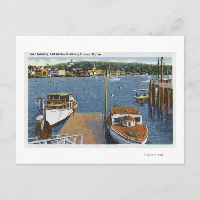 Cartão Postal Vista de um Aterrissagem de barco e da margem (Frente)