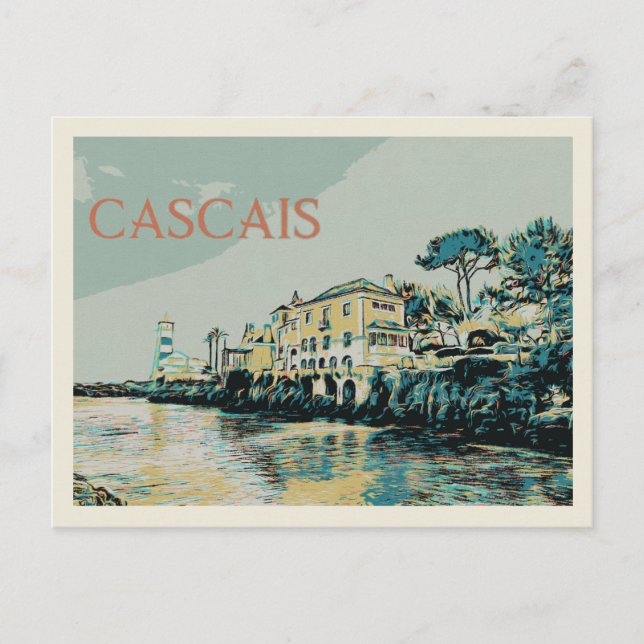Cartão Postal Vista de um palácio de Cascais, Portugal (Frente)