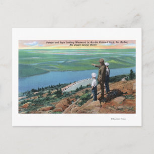 Cartão Postal Vista de um Park Ranger e Boys Olhando para o Oest