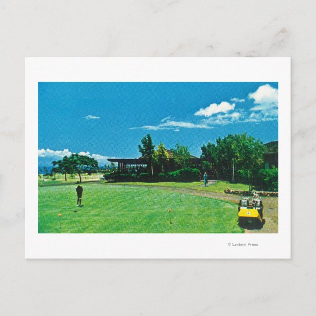 Cartão Postal Vista de um Verde no Golfe Real Kaanapali (Frente)