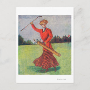 Cartão Postal Vista de uma Mulher no Golfe Vermelho