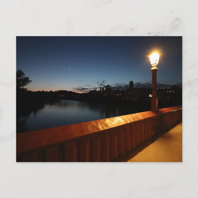 Cartão Postal Vista de Wasserburg am Inn de Rote Bruecke (Frente)